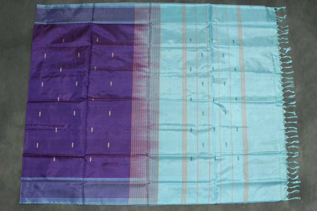Sky Blue Vaazhai Naar (Banana Pith) Borderless Saree with Small Butta