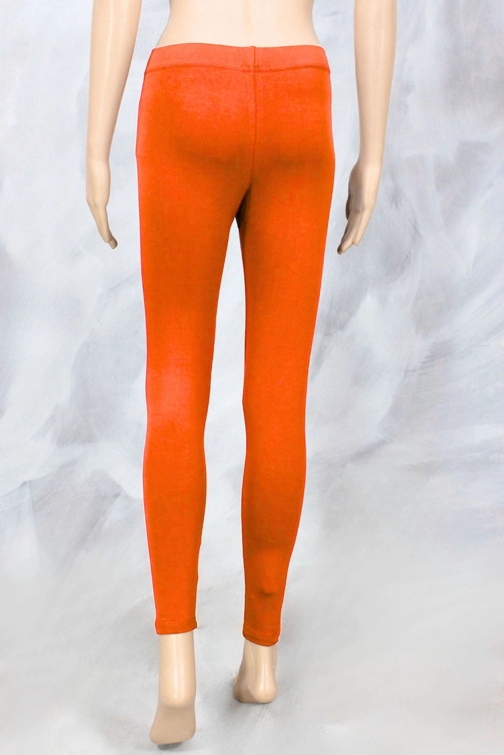Neon Orange 4-Way Lycra Ankle-Length Leggings for Women, Smooth Silicon Wash Finish