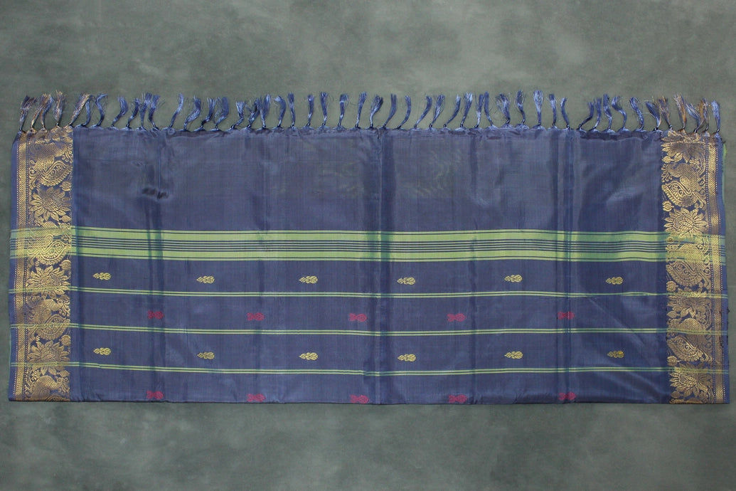 Light Green Vaazhai Naar Saree with Zari Design Border and Small Butta - Includes Blouse Piece