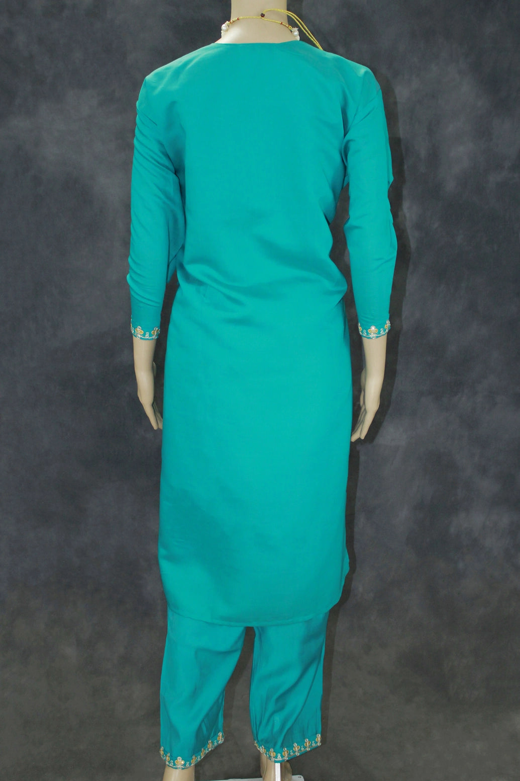 Rama Green Roman Silk 3-Piece Kurti Set with Elastic Pant & Digital Print Dupatta for Women