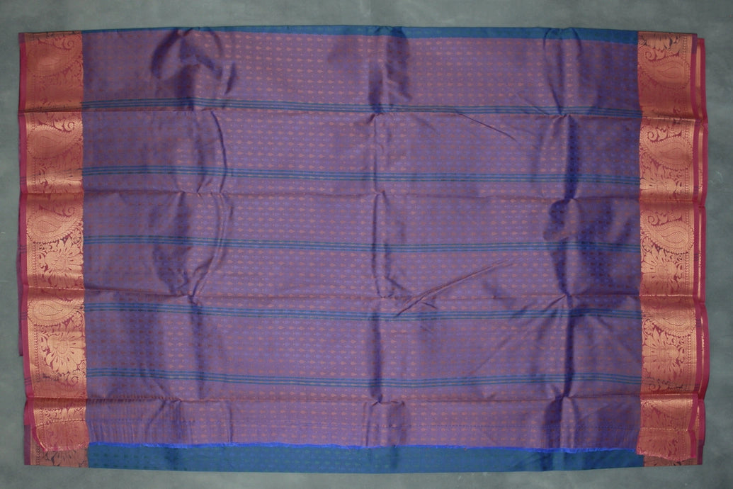 Dark Blue Emboss Silk Saree with Semi Silk Border and Traditional Floral Weave Design