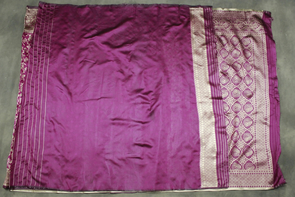 Woven, Embroidered, Floral Print Banarasi Handloom Satin Saree, Saree comes with blouse