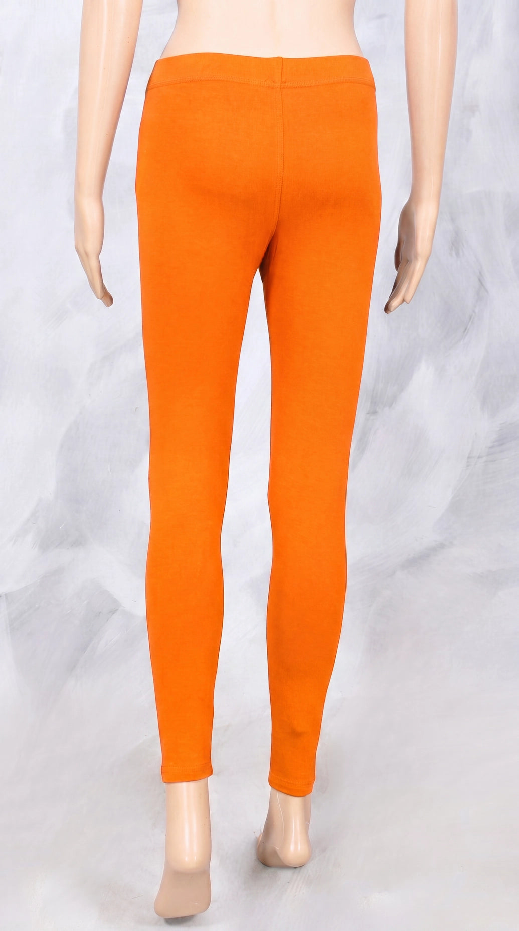Orange 4-Way Lycra Cotton Leggings for Women, Smooth Finish Silicon Wash, Thick Skin-Tight Stretch Fit
