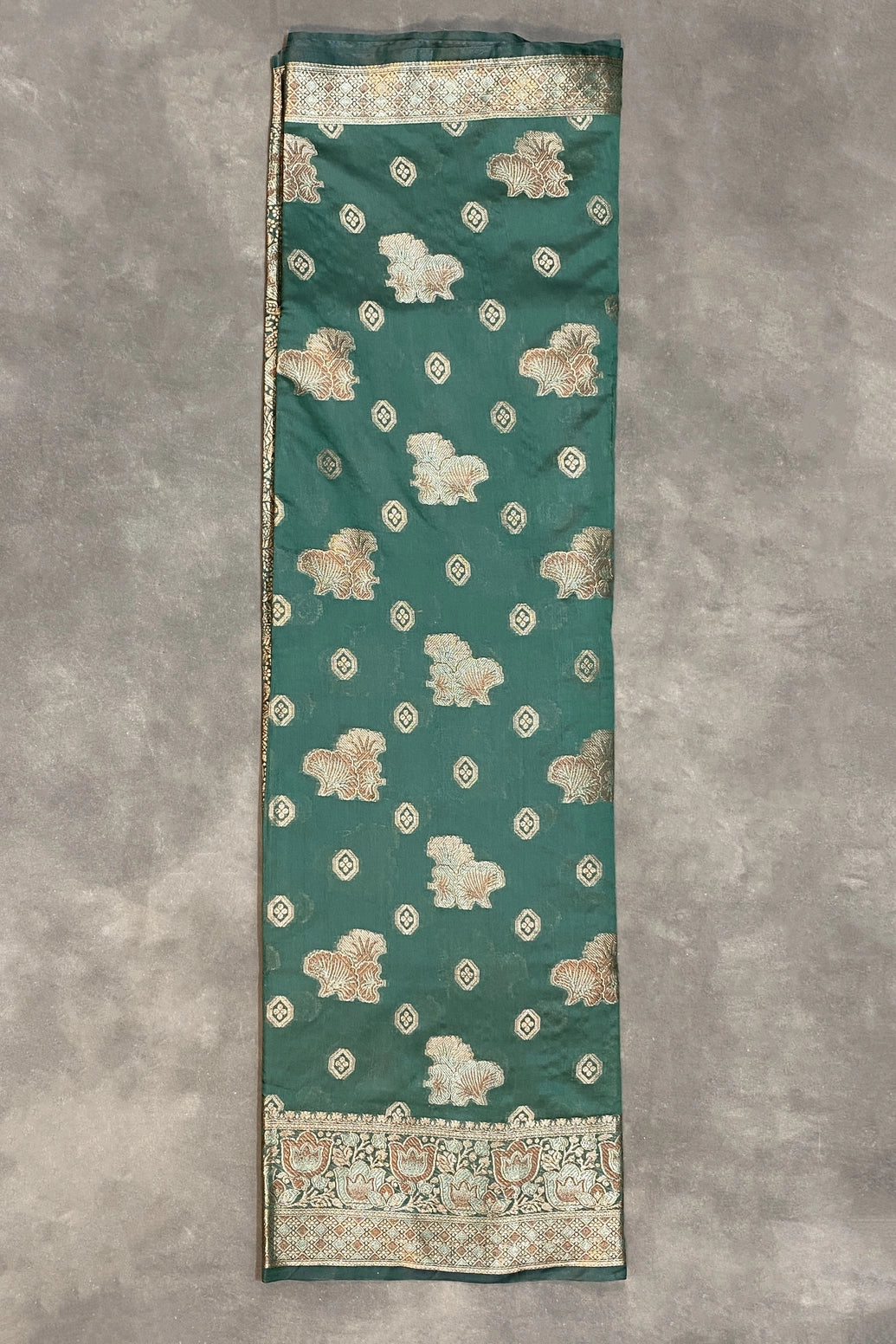 Dark Green Soft Silk Marathi Tadka Zari Floral Saree with Rich Pallu and Matching Blouse