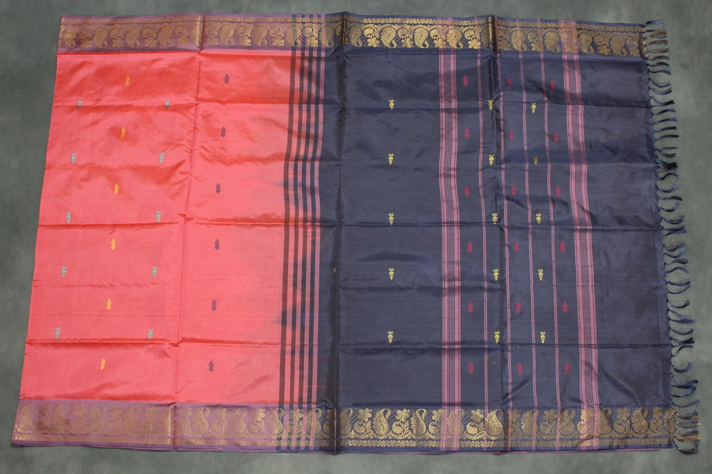 Vaazhai Naar (Banana Pith) Saree with Traditional Zari Border and Small Butta