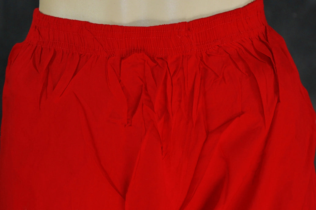 Lime Green Cotton Kurta Pant Set - Straight Cut Kurti with Three-Quarter Sleeves and Red Elastic Waist Pants - 2-Piece