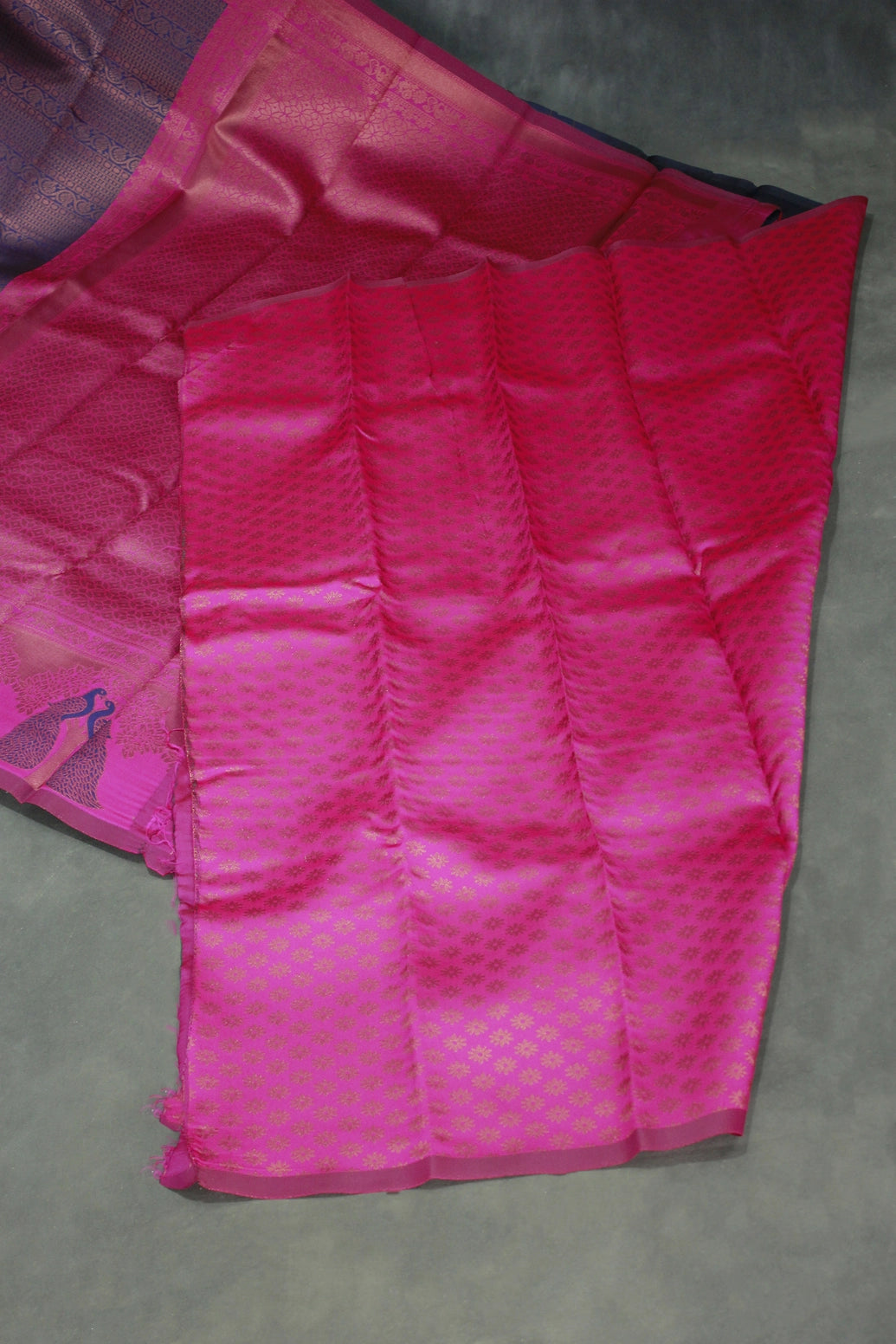Dark Blue Kubera Silk Saree with Peacock Border and Blouse, Semi Silk Traditional Wear