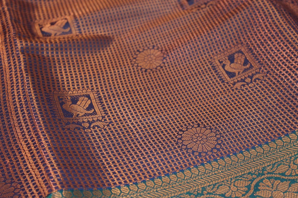 Deep Violet Bridal Kuber Pattu Saree with Full Body Zari Work and Contrast Border