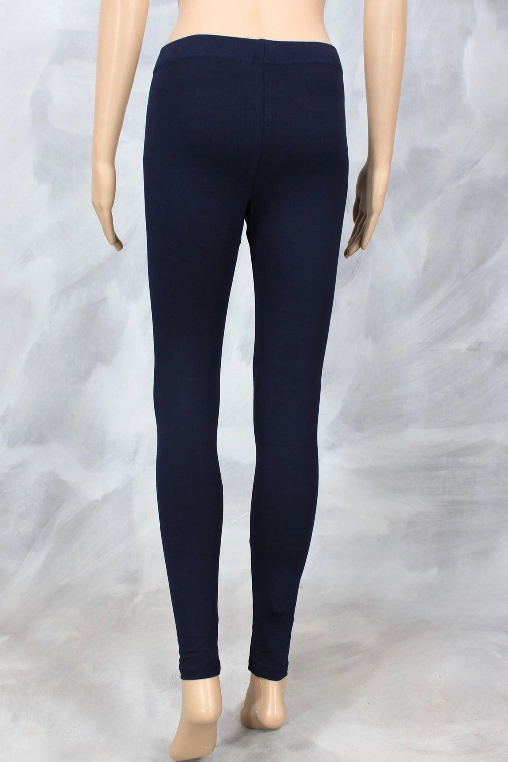 Dark Navy Blue 4-Way Lycra Cotton Leggings for Women, Smooth Finish, Thick Skin-Tight Comfort