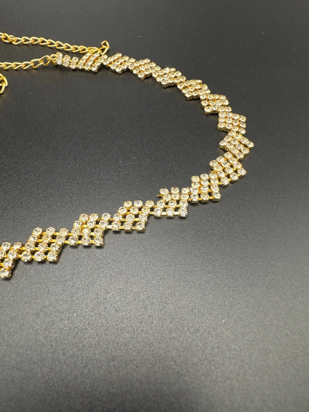 Gold-Tone Crystal Zigzag Hip Chain Waist Belt — Adjustable Geometric Fashion Jewellery for Sarees & Lehengas Jewelry JCS Fashions