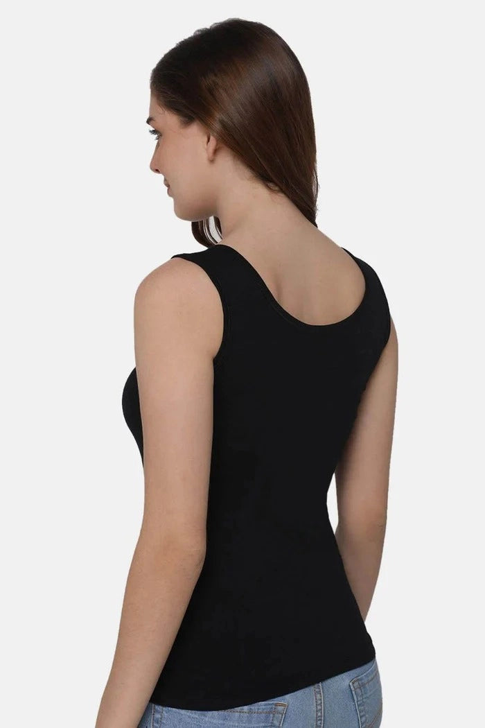 Black Sleeveless Tank Top Innerwear - Round Neck & High Back TankTop JCS Fashions