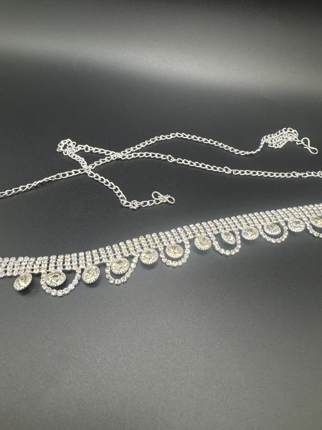 Silver-Tone Crystal Hip Chain – Dual-Row Rhinestone Waist Belt Jewelry JCS Fashions