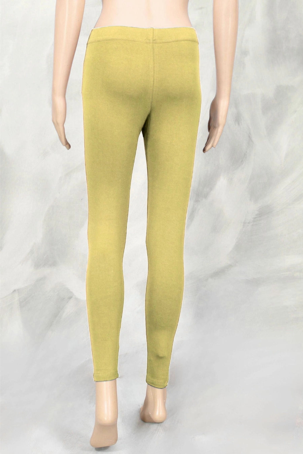 Pastel Yellow Ankle Length Leggings for Women, 4-Way Lycra, Silicon Wash Finish, Stretch Fit