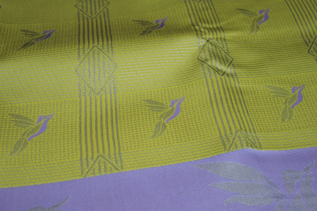 Pastel Yellow Kubera Silk Pattu Saree with Zari Border and Bird Design, Includes Blouse