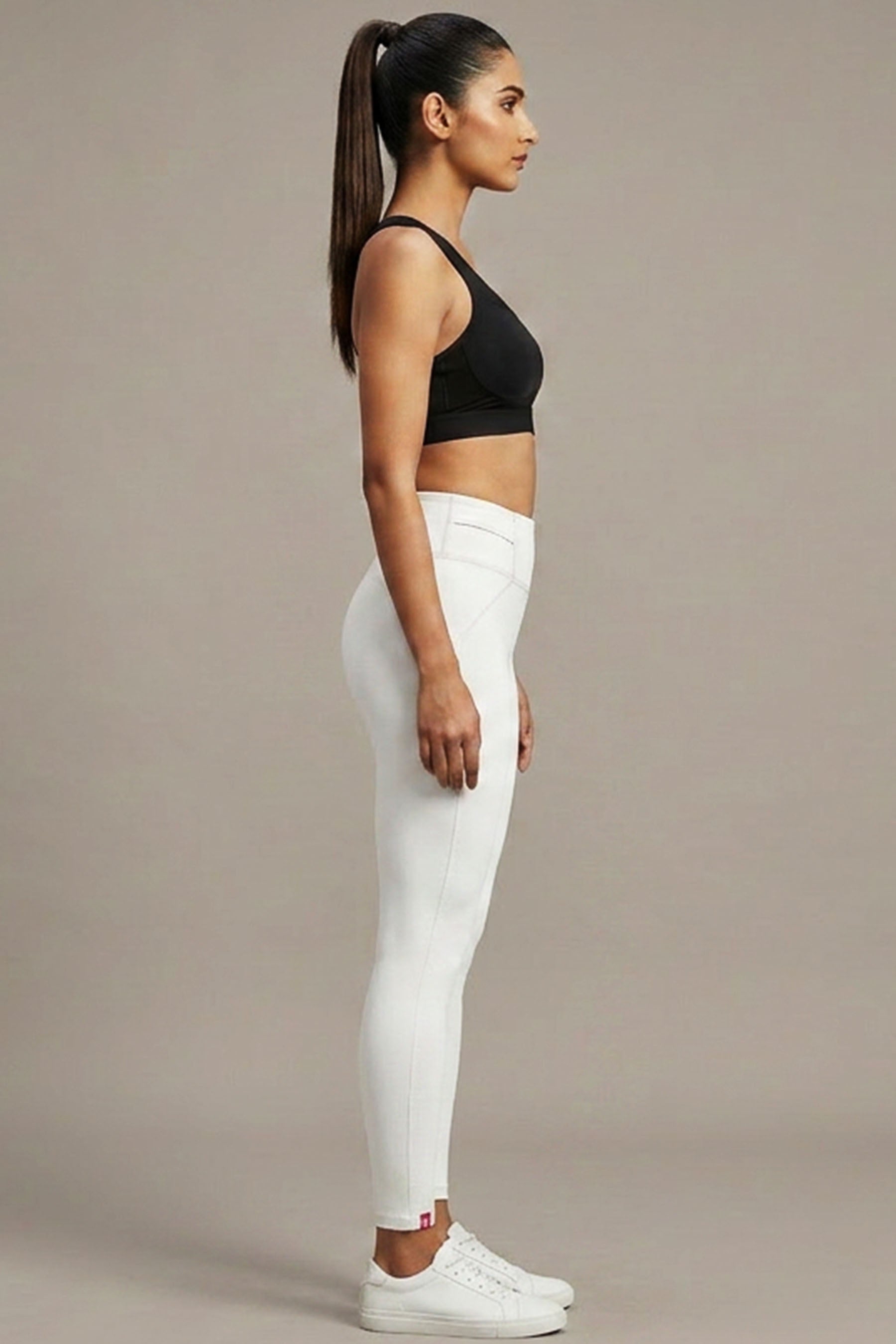 JCSFashions Ultra-Soft Ankle-Length Lycra Leggings with Belt-Fit - AI Model Photo 2