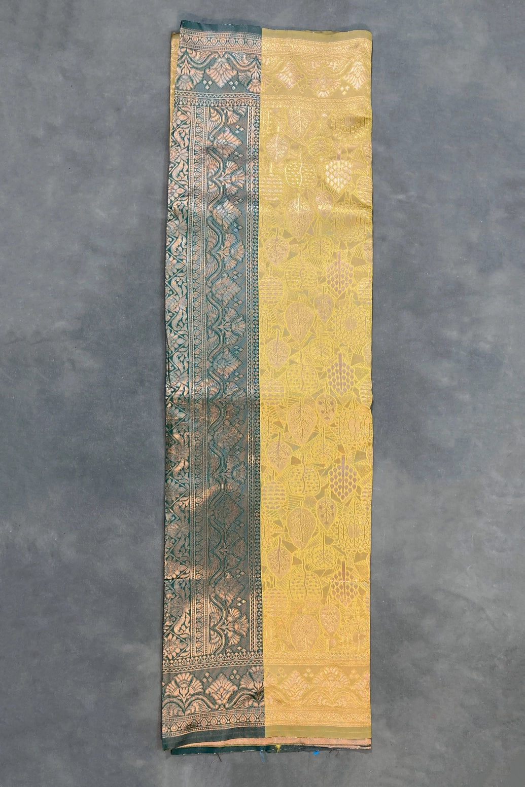 Prabhashri Mustard Floral Soft Silk Designer Saree with Contrast Border and Blouse