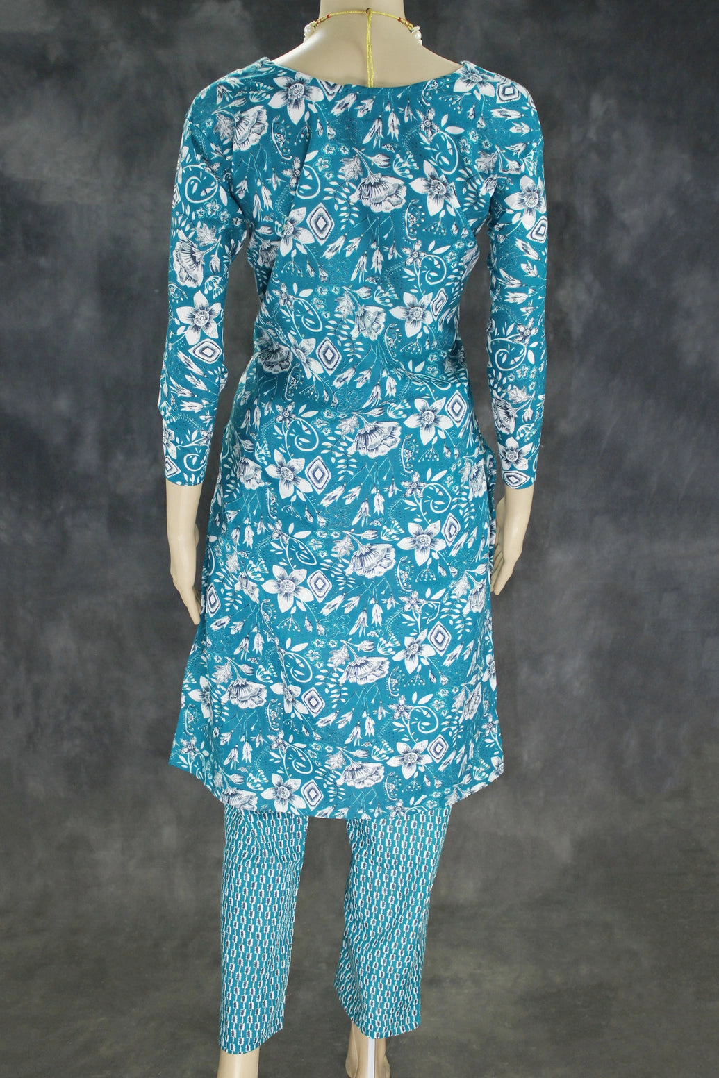 Cotton Blue 2 Piece Kurta Set with Beautiful Printed Design