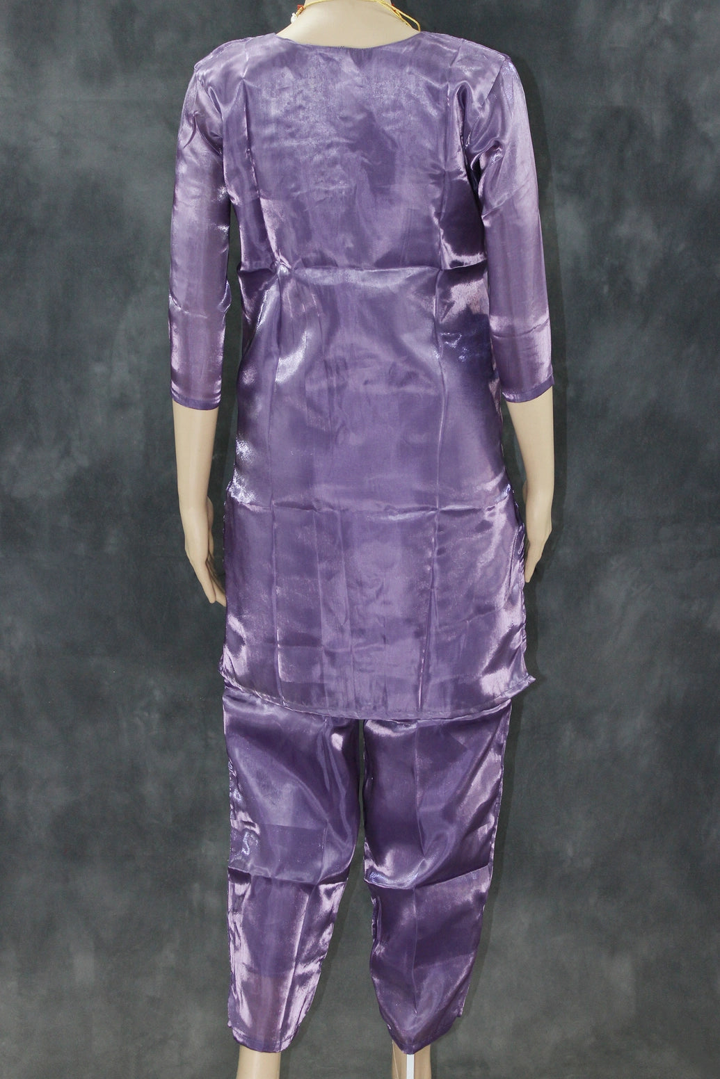 Purple Rayon Silk Embroidered Kurti Set - 2-Piece Top with Elastic Pant