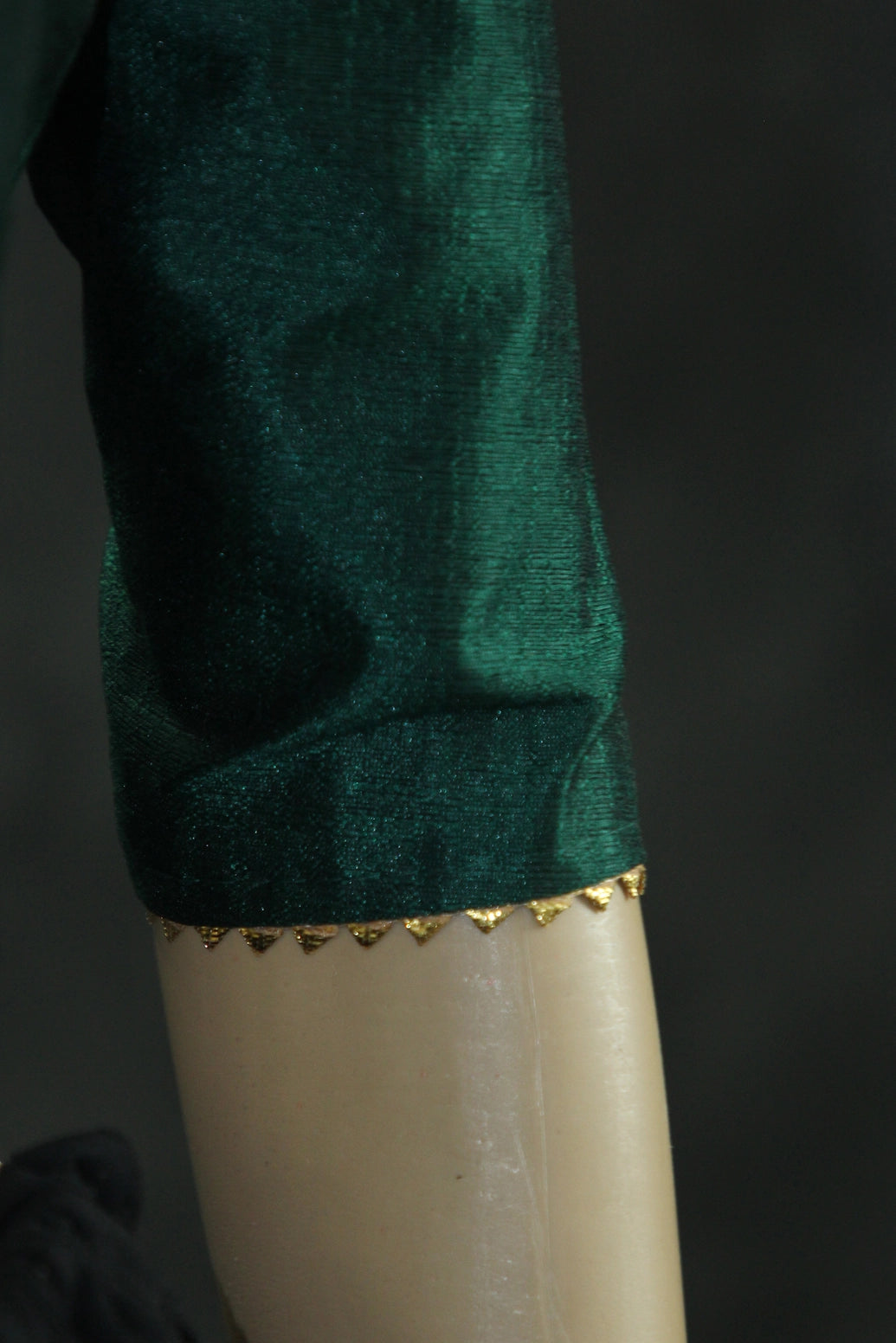 Readymade Designer Green Raw Silk Padded Blouse, Elbow Sleeves, Back Knot, Fully Stitched Blouse JCS Fashions