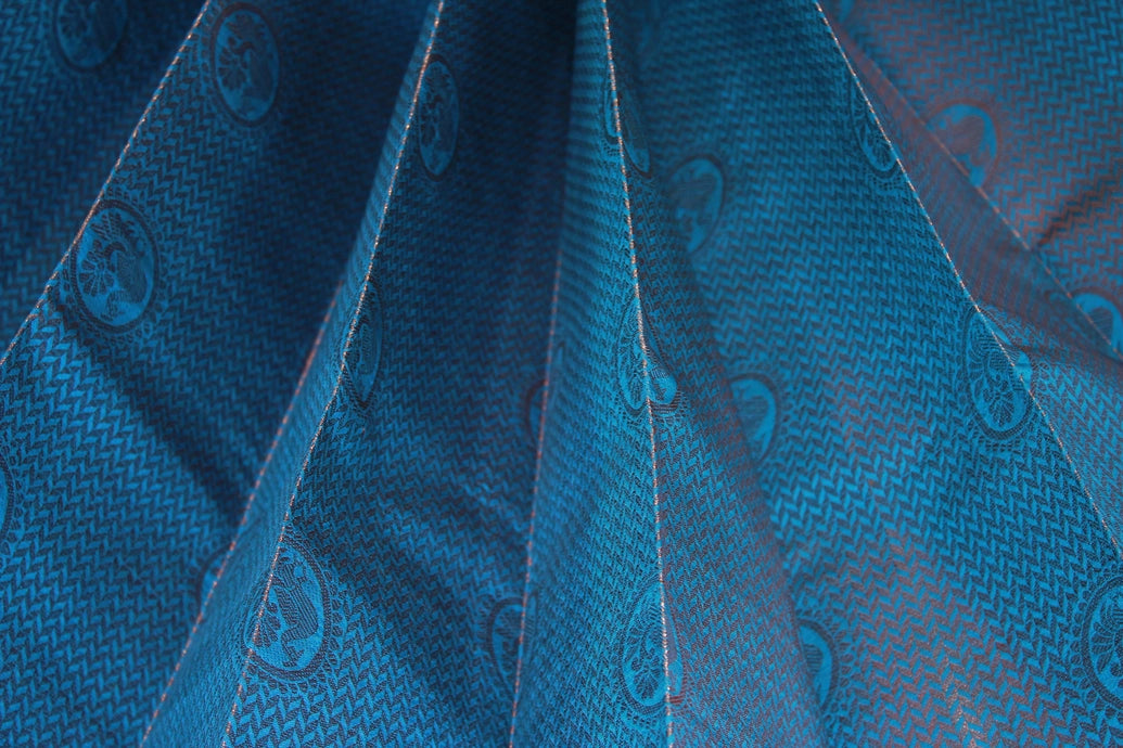Bridal Kubera Pattu Silk Saree in Blue with Grand Pallu and Full Body Zari Work, Matching Blouse