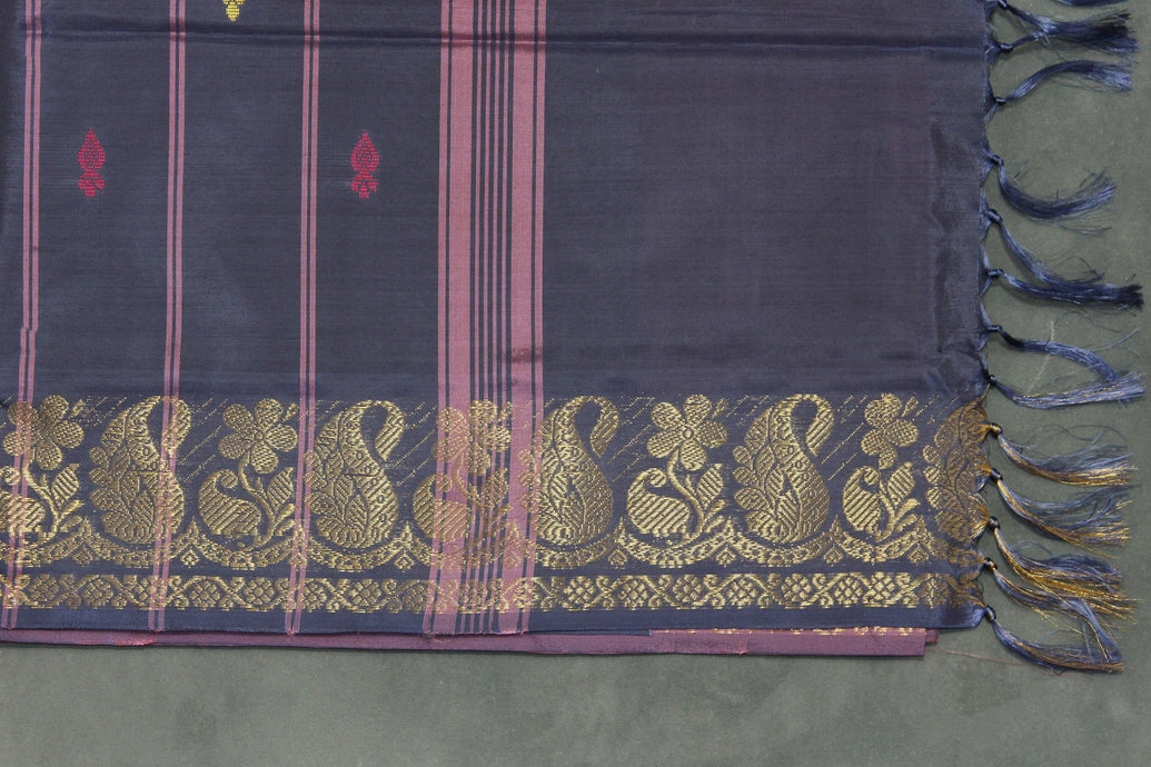 Vaazhai Naar (Banana Pith) Saree with Traditional Zari Border and Small Butta