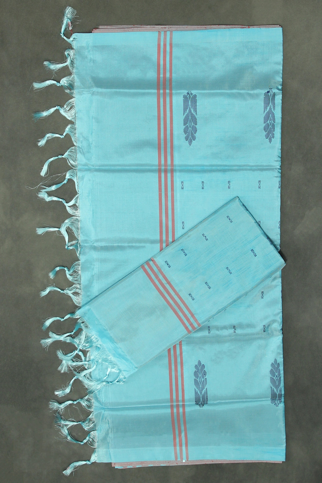 Light Blue Vaazhai Naar (Banana Pith) Borderless Saree with Subtle Butta Motifs for Traditional Wear