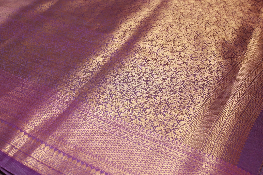 Cream Bridal Kubera Pattu Silk Saree with Grand Pallu & Full Body Zari Work, Comes with Blouse