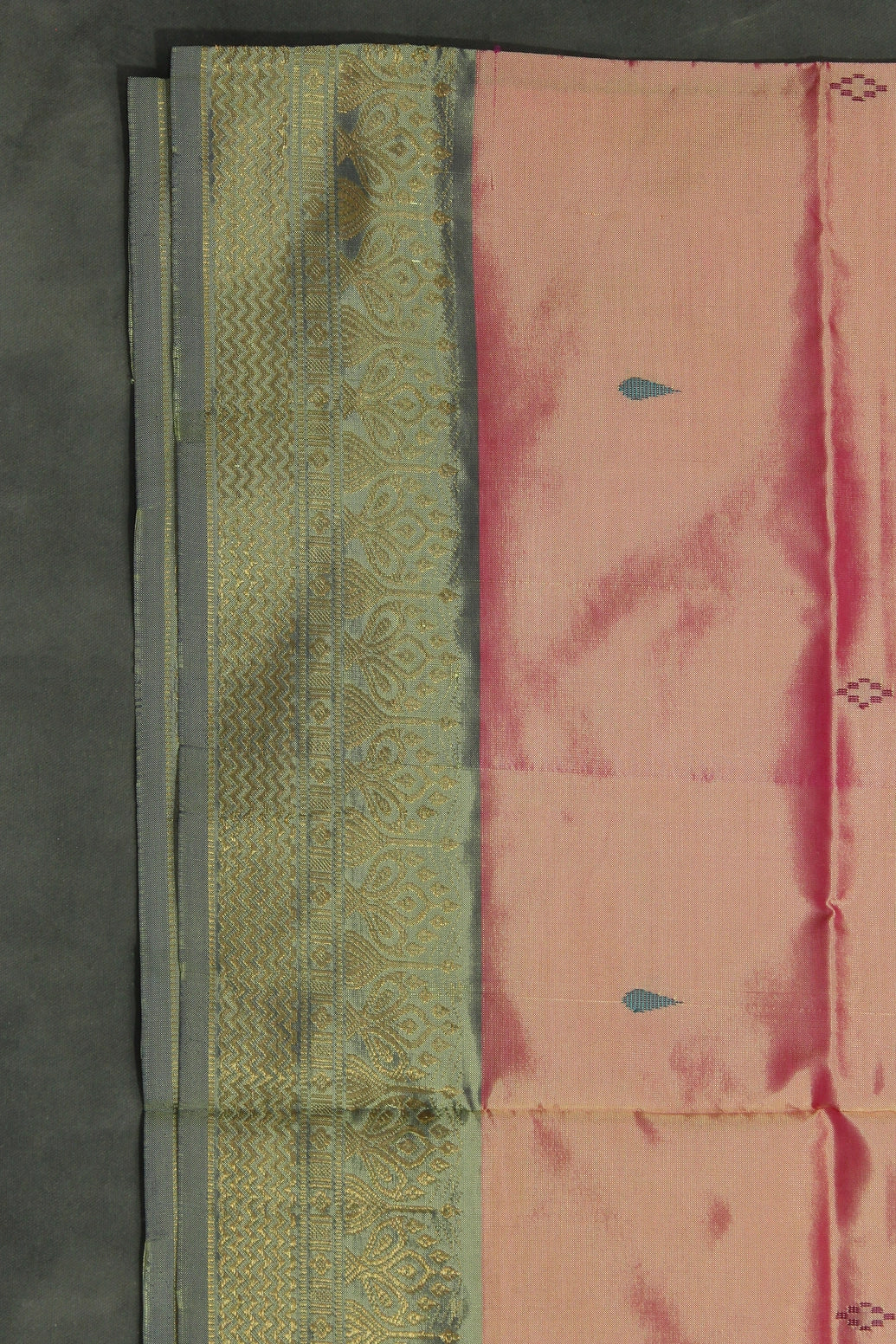 Blue Vaazhai Naar (Banana Pith) Saree with Zari Design Border, Small Butta and Blouse Piece
