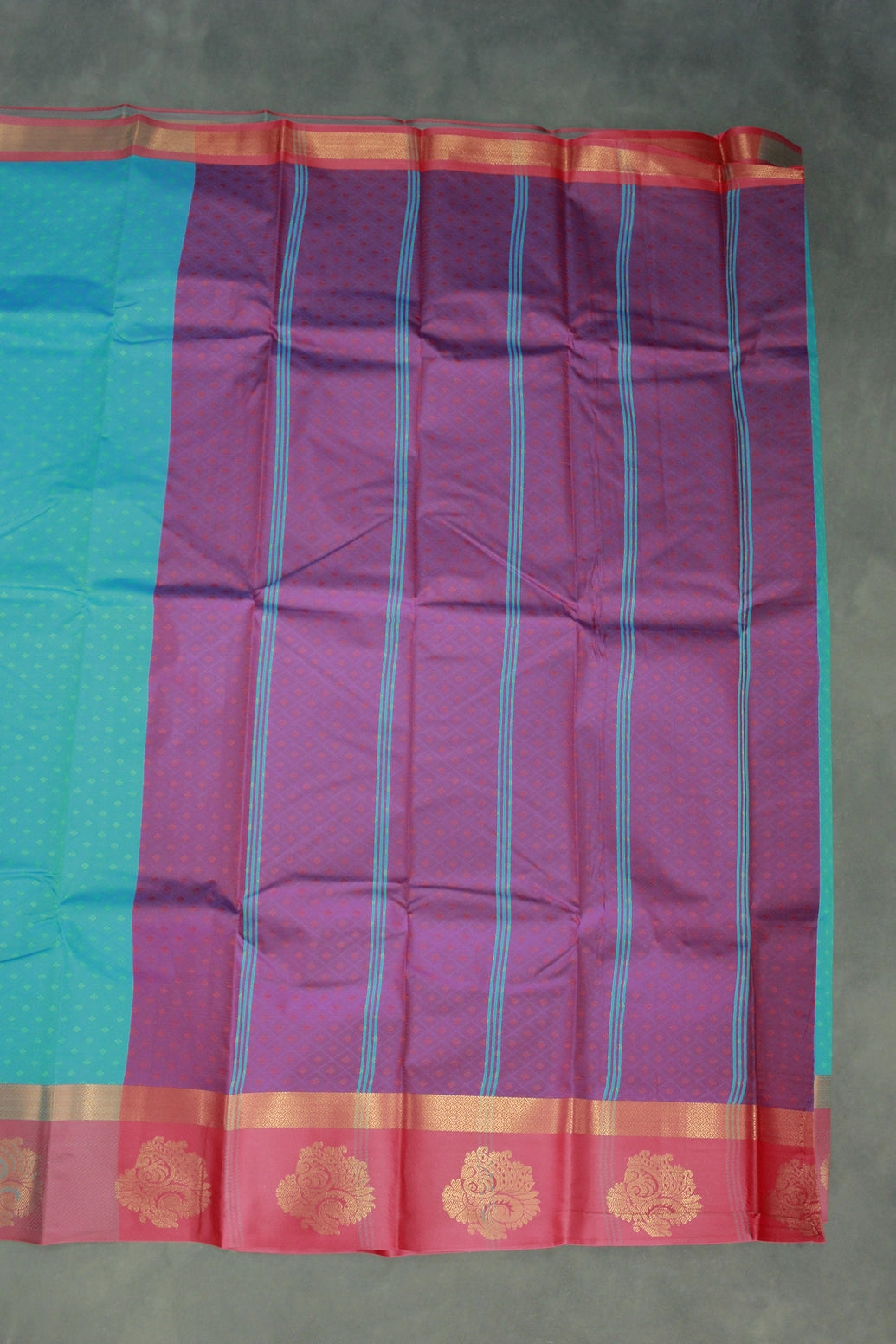 Blue Emboss Silk Saree with Floral Design Satin Border and Blouse, Semi Silk Wedding Wear