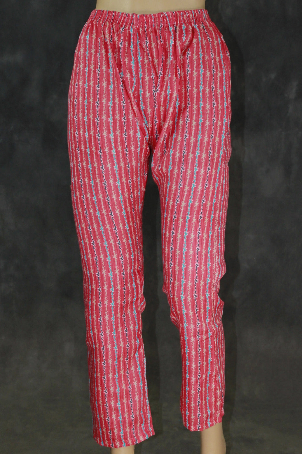 Cotton Printed Kurta Set – Cream Multicolor Kurti with Red Elastic Pants