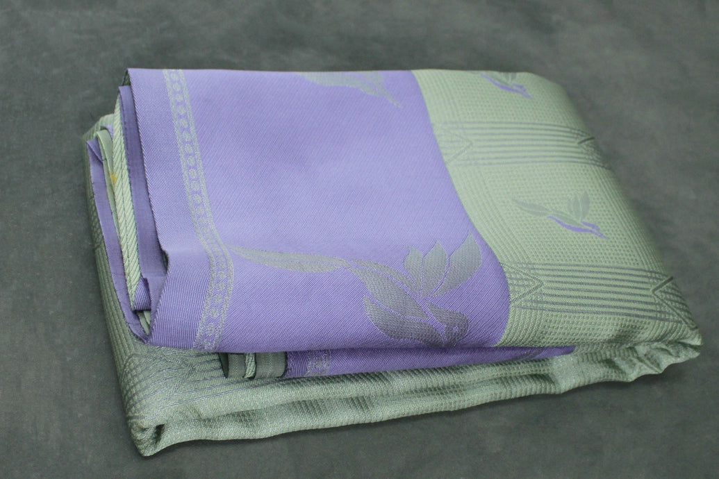 Pastel Green Kubera Pattu Saree with Zari Border and Peacock Style Design, Blouse Included