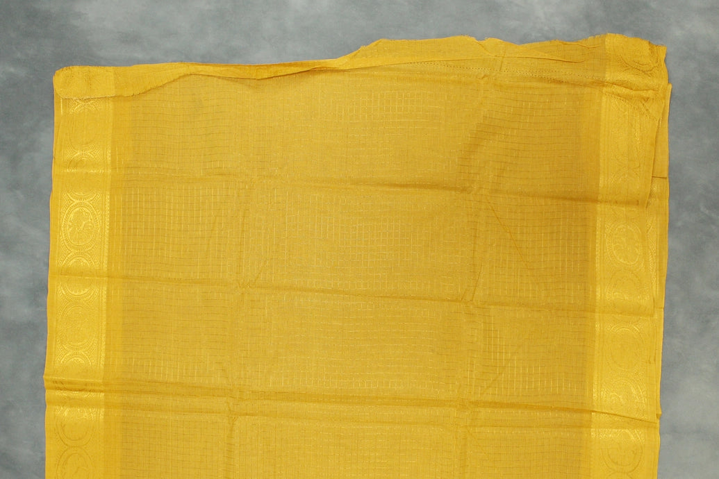 Pure Sungudi Cotton Checked Saree with Peacock Gold Zari Double Border - Brown Saree JCS Fashions