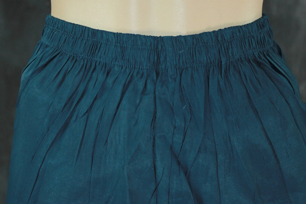 Navy Blue Silk 3-Piece Pakistani Salwar Set with Embroidered V-Neck Kurti, Elastic Pants & Organza Dupatta