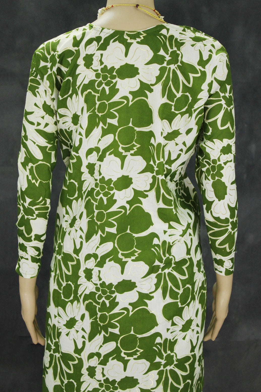 Green Floral Cotton 2-Piece Kurta Set with Elastic Waist Pant - Traditional Indian Kurti - Comfortable Everyday Wear