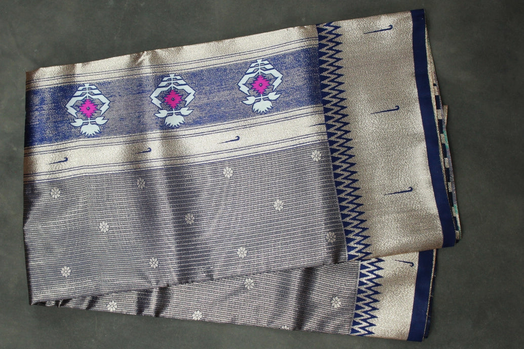 Paithani Tissue Fabric Saree, Full body weaving zari work, saree comes with blouse