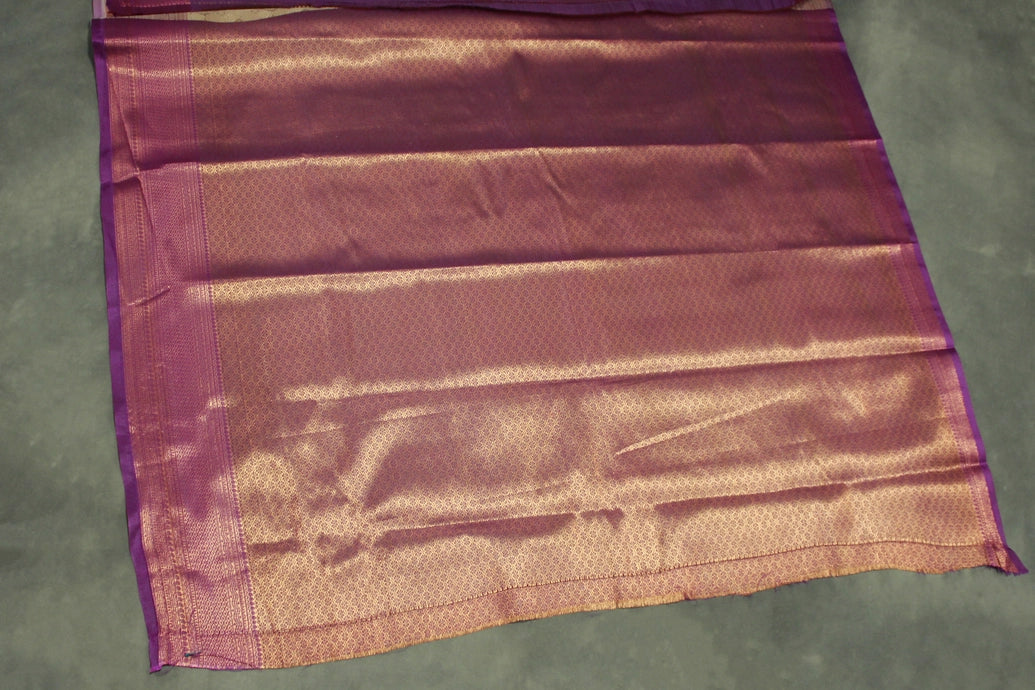 Cream Bridal Kubera Pattu Silk Saree with Grand Pallu & Full Body Zari Work, Comes with Blouse