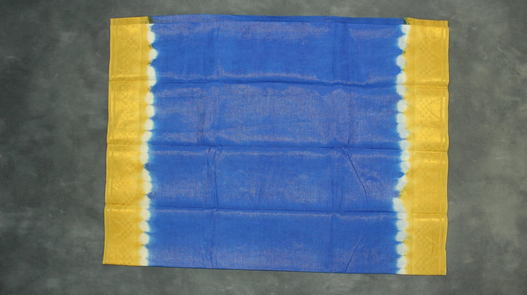 Blue Sungudi Cotton Saree with Diamond-Line Zari Pattern and Gold-Tone Border Saree JCS Fashions