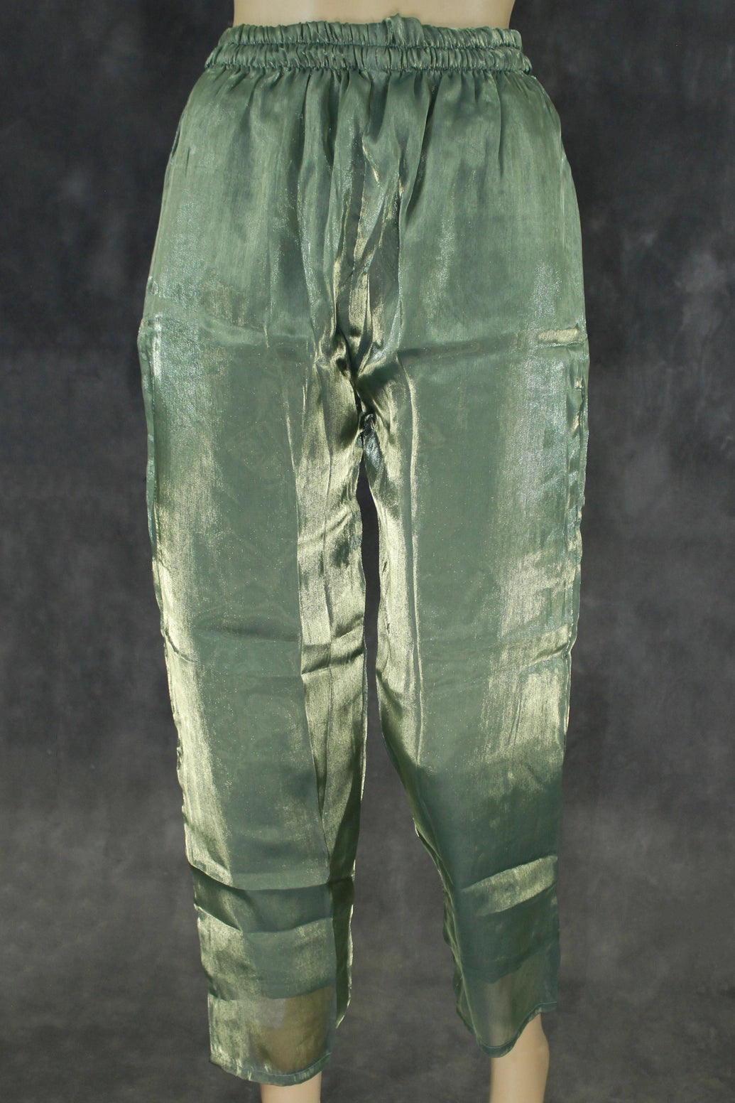 Green Rayon Silk Embroidered 2-Piece Kurti Set with V-Neck and Elastic Pant - Traditional Festive Wear