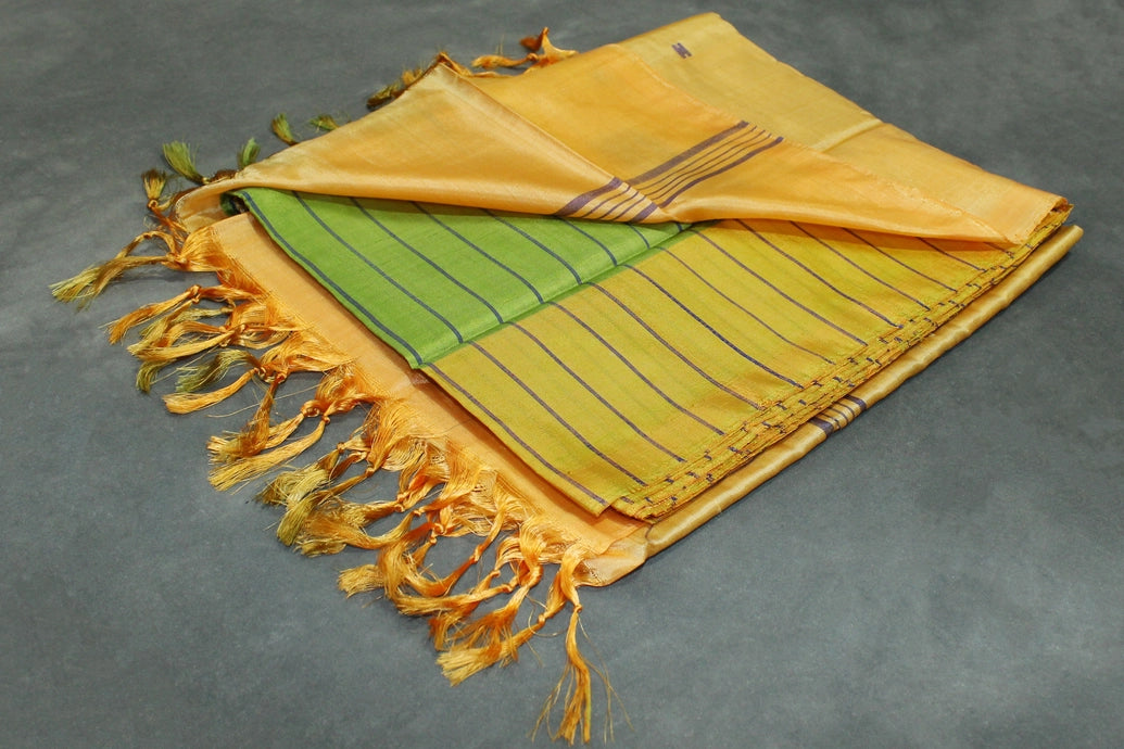 Amber Vaazhai Naar Banana Pith Saree with Small Butta - Borderless Traditional Handloom
