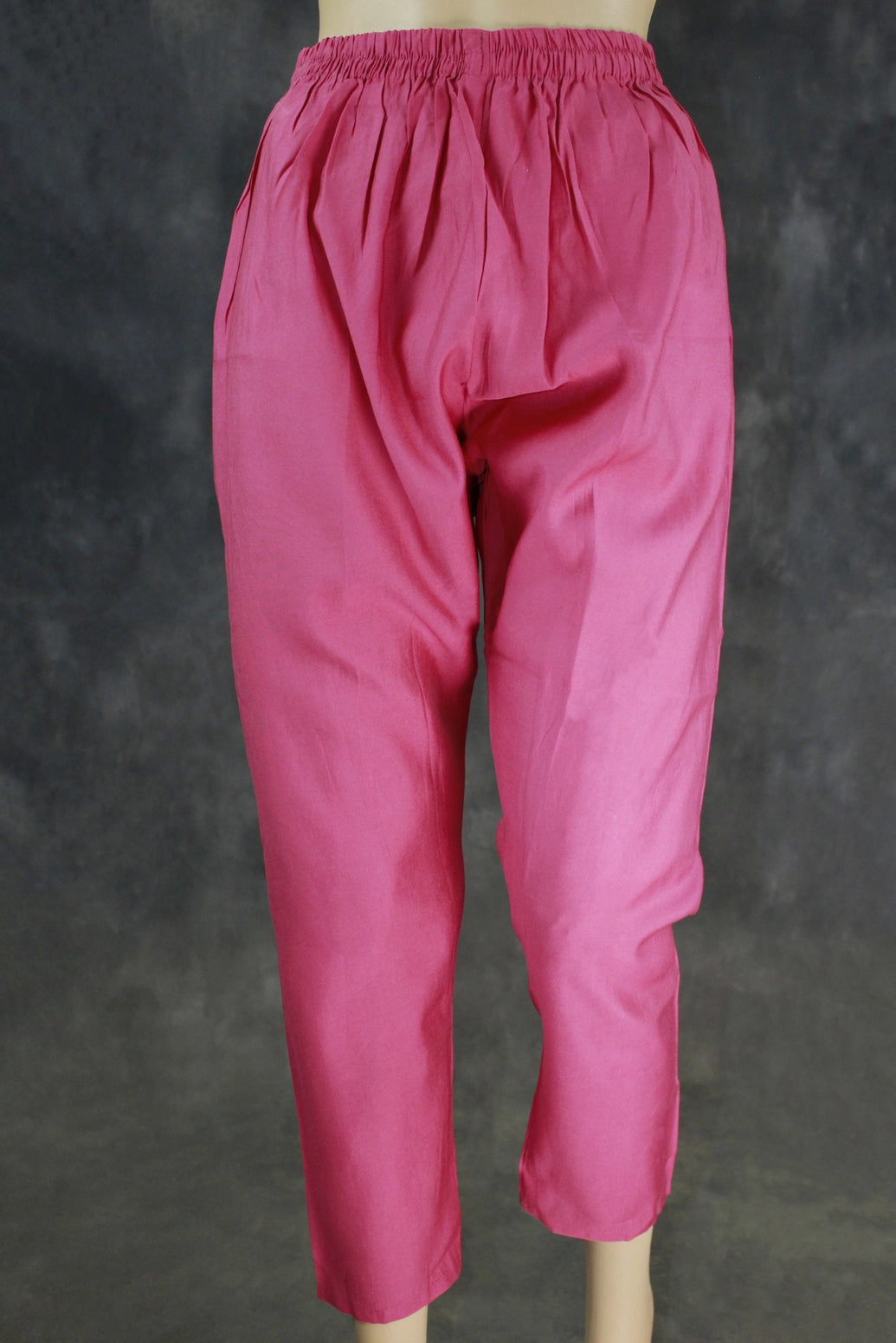 Deep Pink Roman Silk Chikankari-Style Kurti Set with Beads Work Neck & Chiffon Dupatta