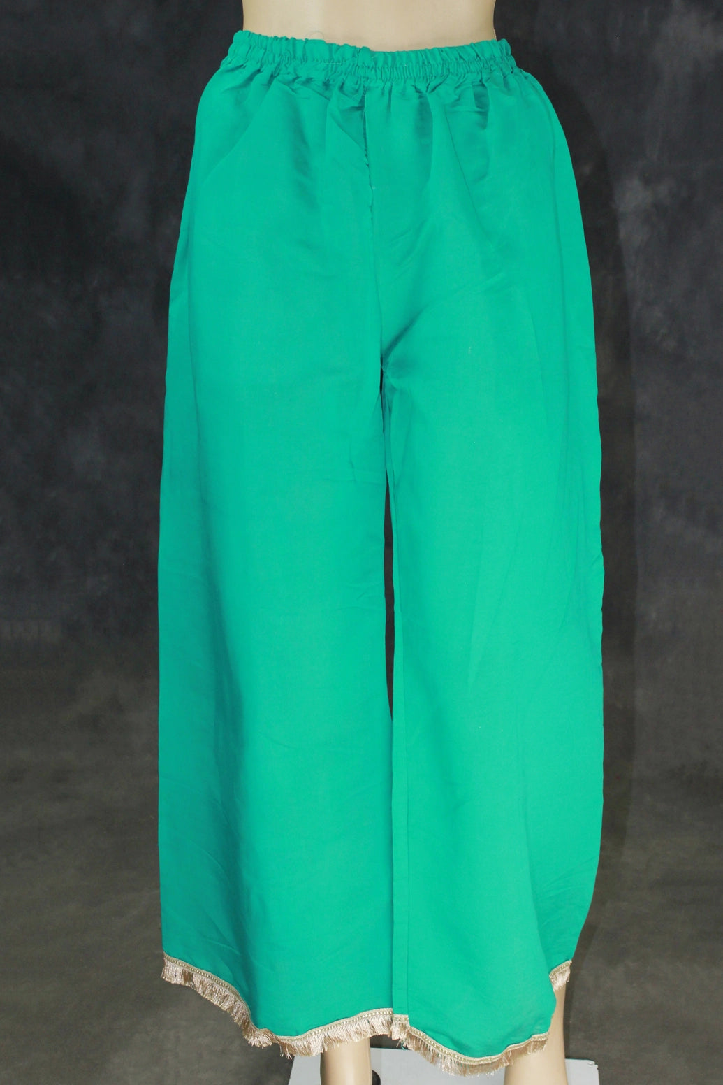 Rama Green Roman Silk Kurti with Palazzo & Banarasi Dupatta, Beaded Embroidery 3-Piece Set