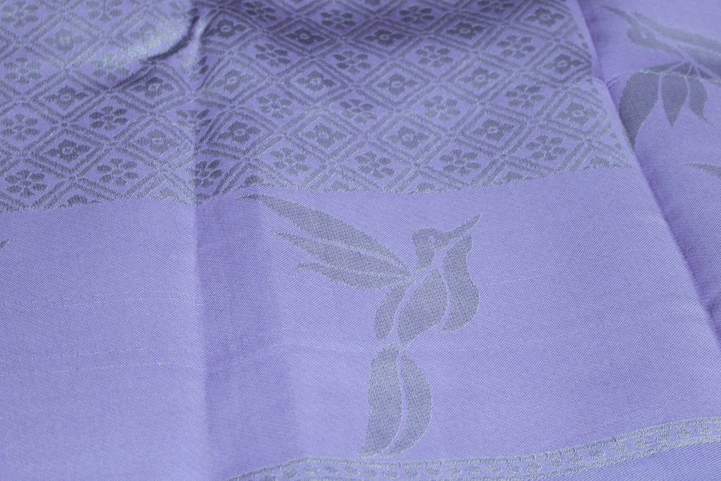 Pastel Yellow Kubera Silk Pattu Saree with Zari Border and Bird Design, Includes Blouse