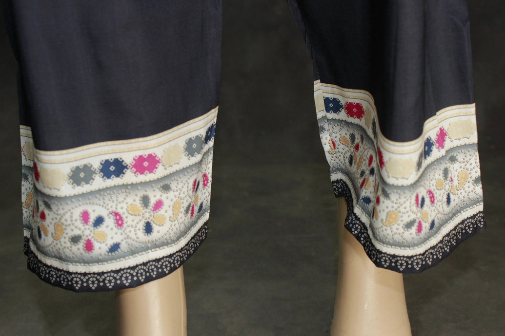 Light Cream Designer Crepe 3-Piece Salwar Suit with Mirror & Stone Work - Kurti, Pant & Cotton Dupatta