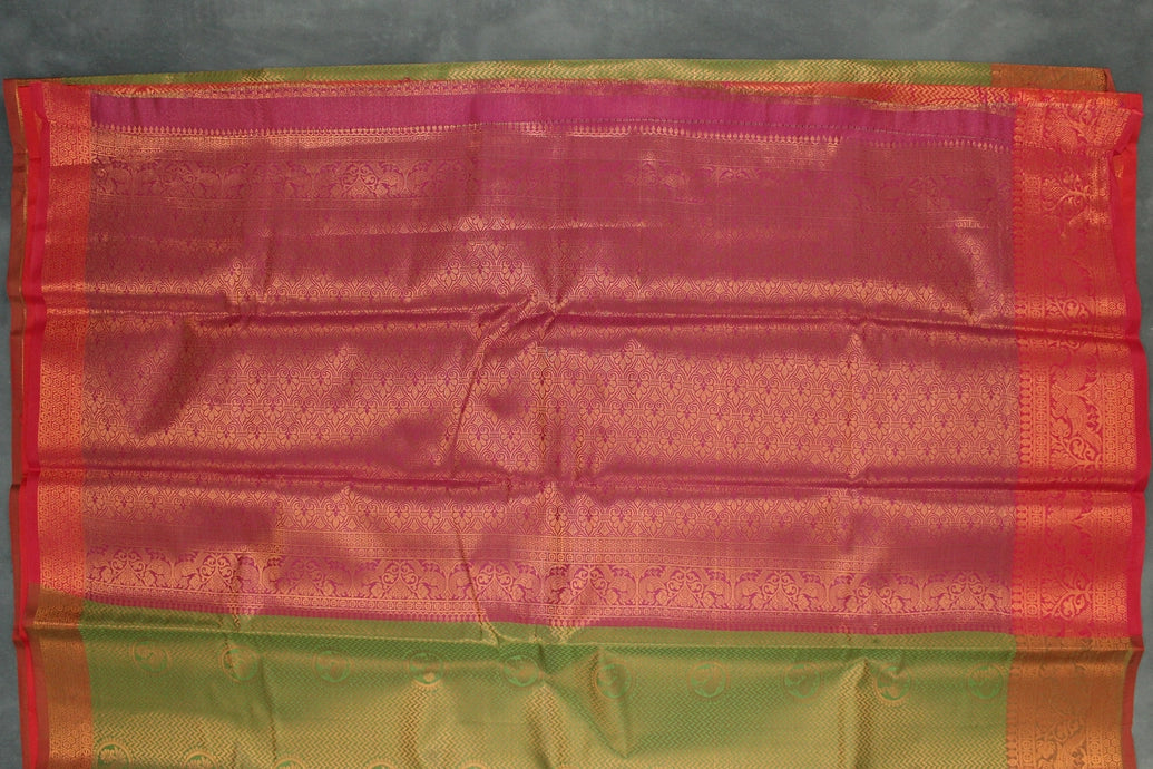 Mehendi Green Bridal Pattu Saree with Full Body Zari Work and Traditional Border
