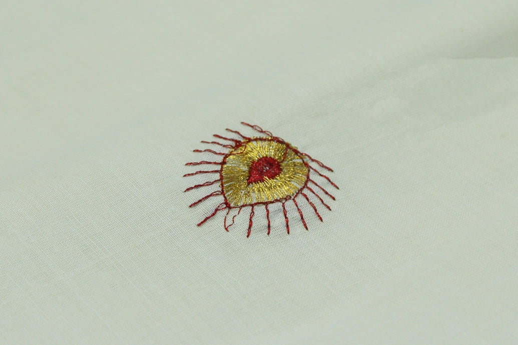 Pure Kerala Cotton White Saree with Gold Zari Peacock Embroidery Pallu – Blouse Piece Included