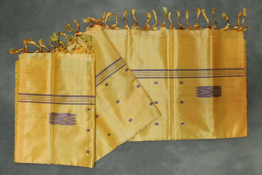 Amber Vaazhai Naar Banana Pith Saree with Small Butta - Borderless Traditional Handloom