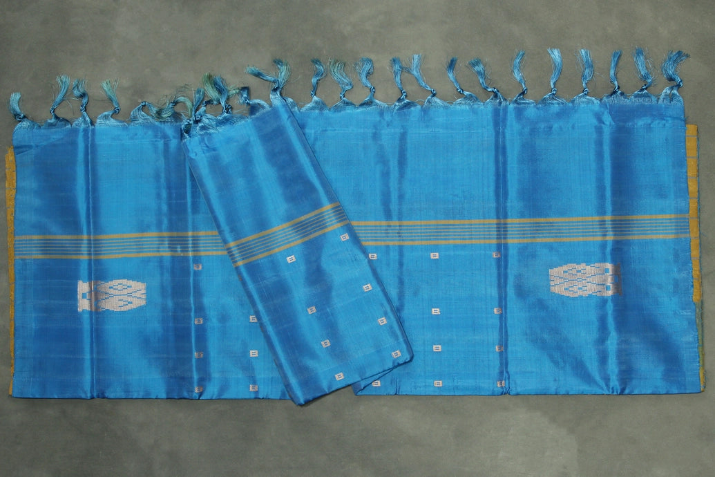 Royal Blue Vaazhai Naar (Banana Pith) Woven Saree with Small Butta Motifs