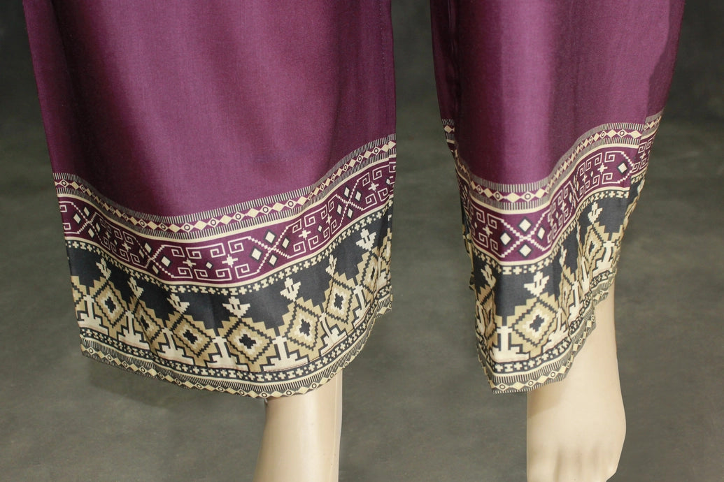 Purple Designer Crepe 3-Piece Salwar Set with Stone & Mirror Embroidery and Gold Coin Hangings