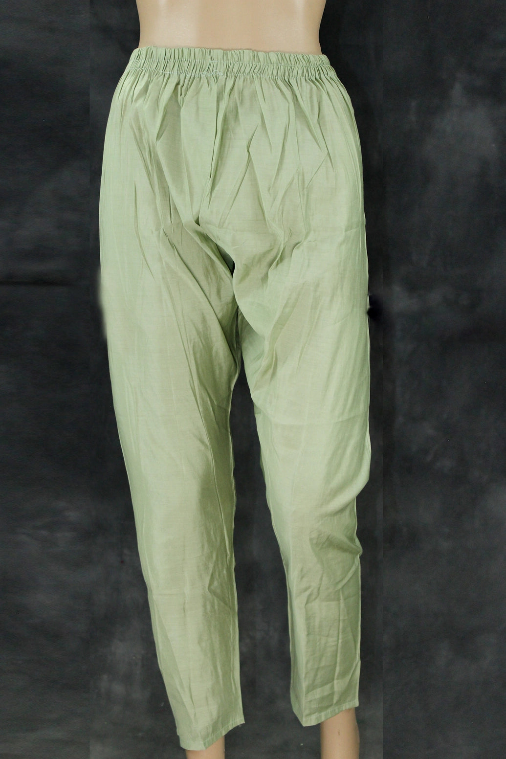 Light Green Roman Silk Kurti Pant Set with Embroidered Handwork Chinon Dupatta for Women