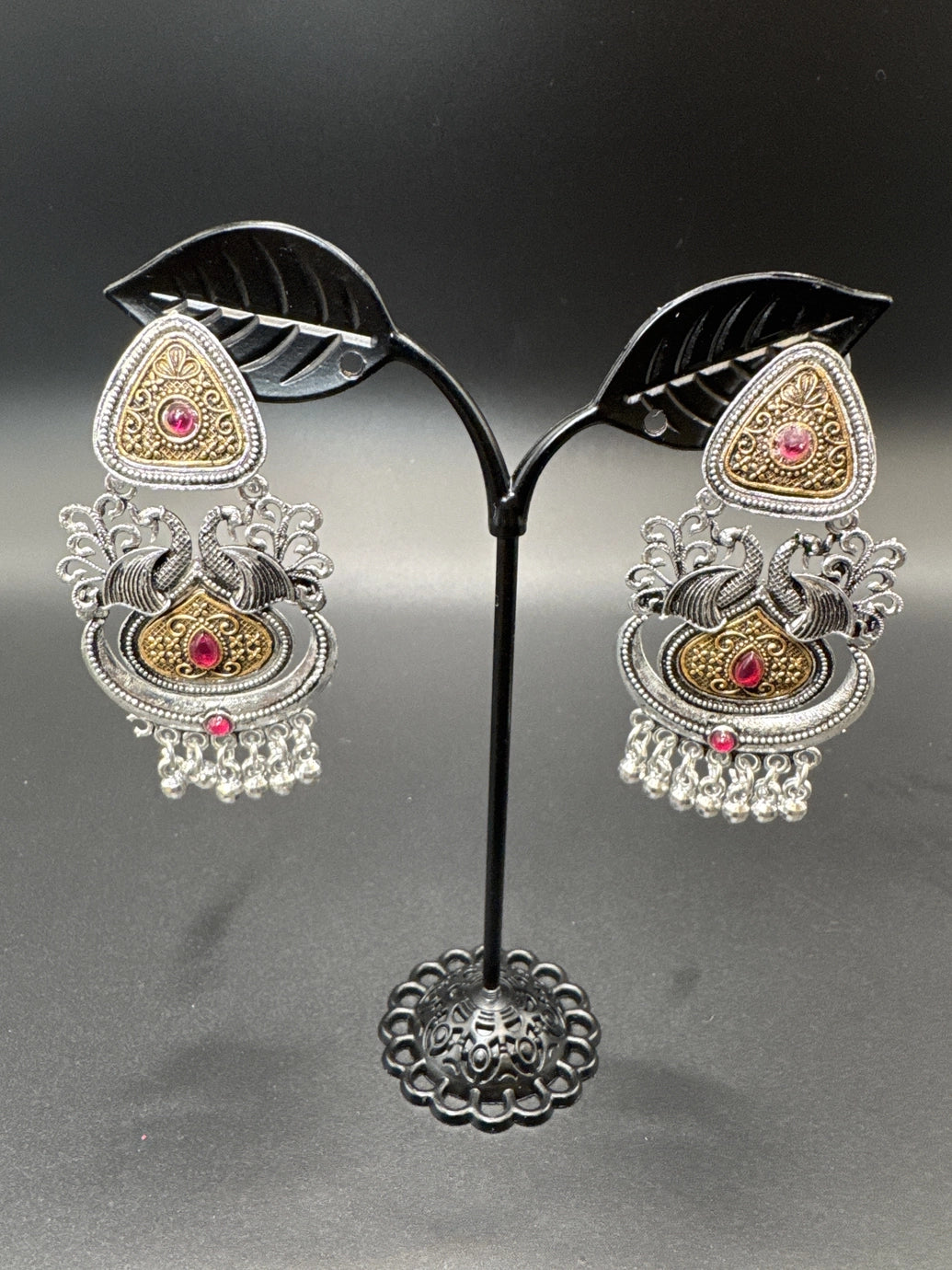 Antique Finish Oxidized Silver Peacock Jhumka Earrings for Women Jewelry JCS Fashions